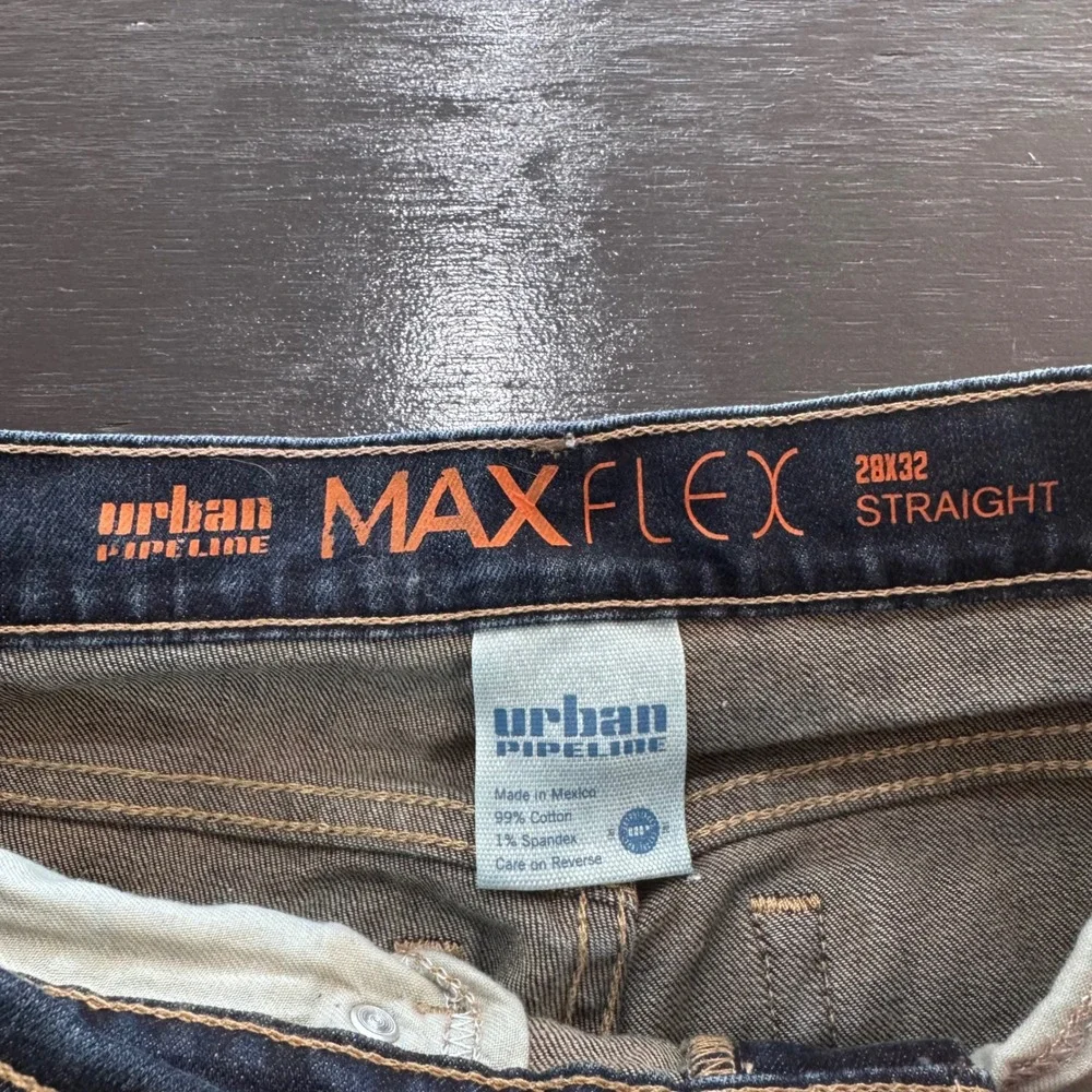 Urban Pipeline Mens Maxflex Straight Dark Wash Denim Jeans‎ Size 28x32