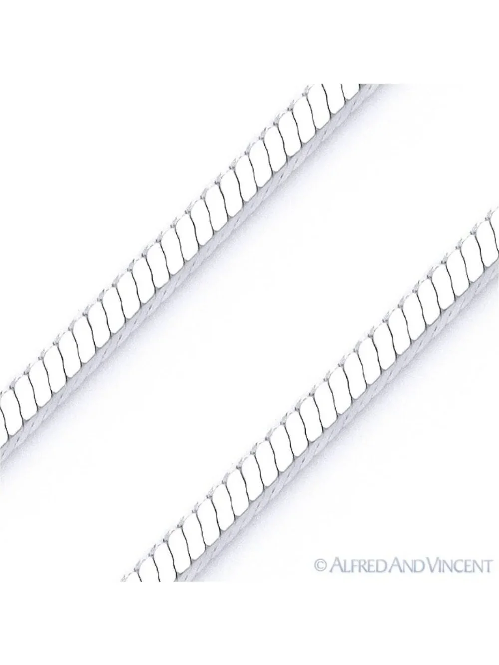 1mm 4-Sided Snake Link Italian Chain Necklace in Solid .925 Sterling Silver 16
