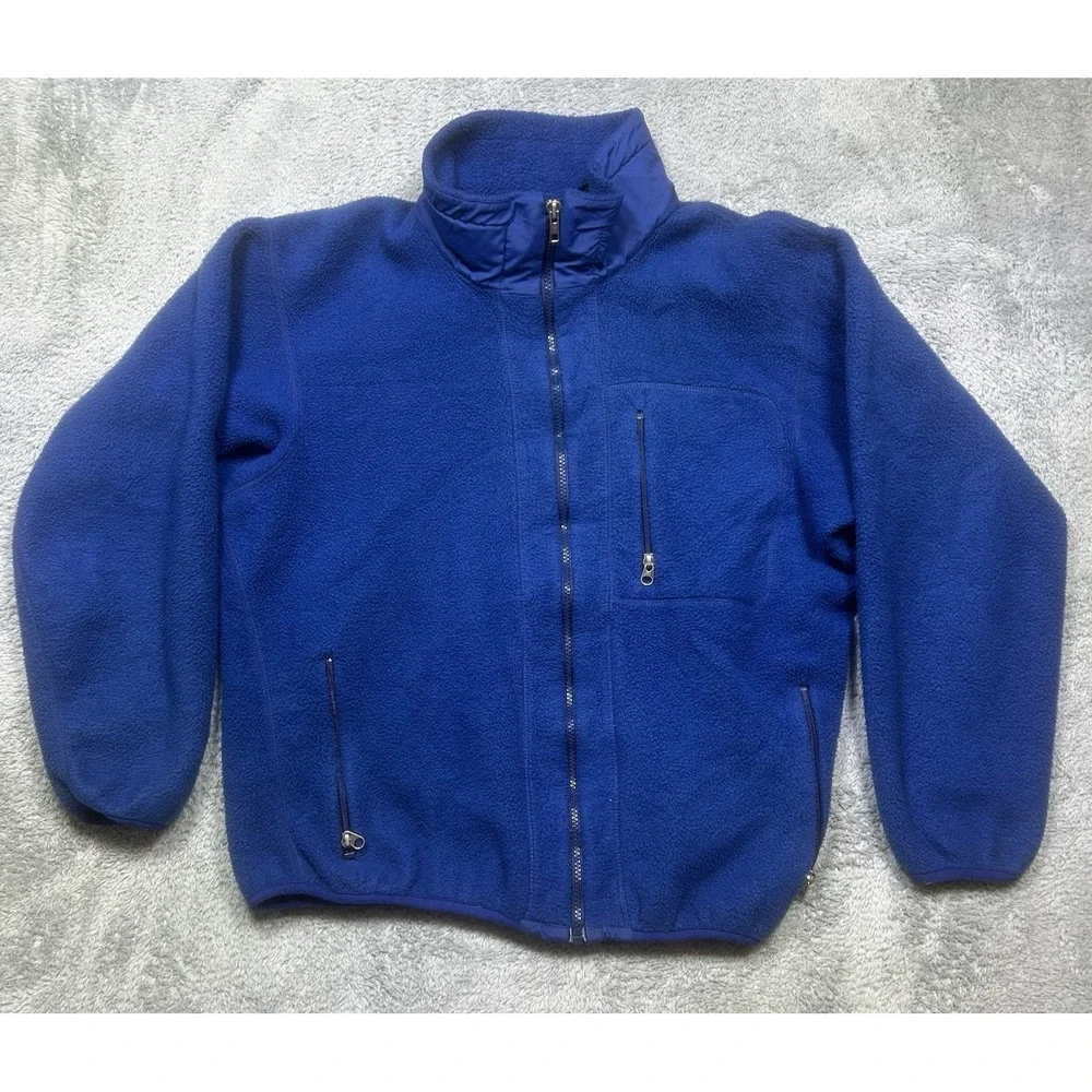 Vintage Patagonia Synchilla Jacket Men's L Blue Fleece Full Zip Made In USA 3508
