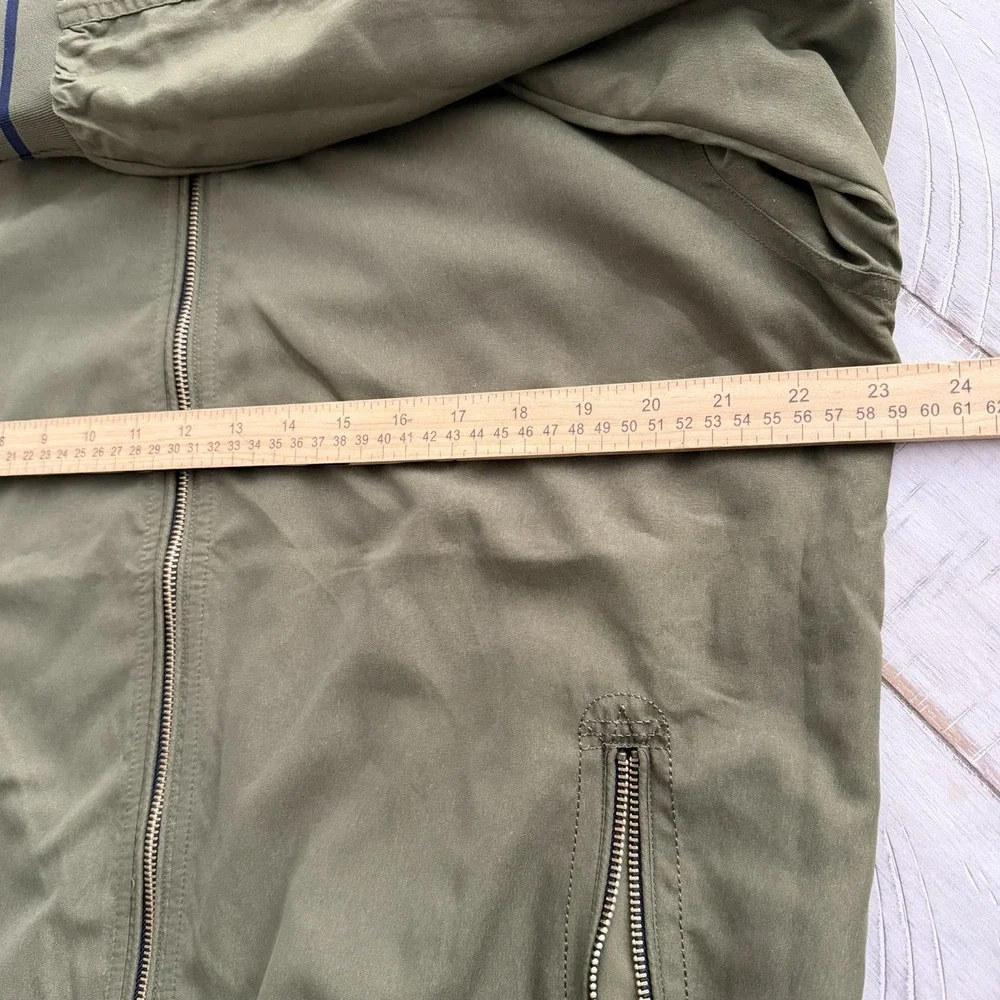 men's navy blue and olive green reversible bomber jacket SZ-M‎ gold tone zipper