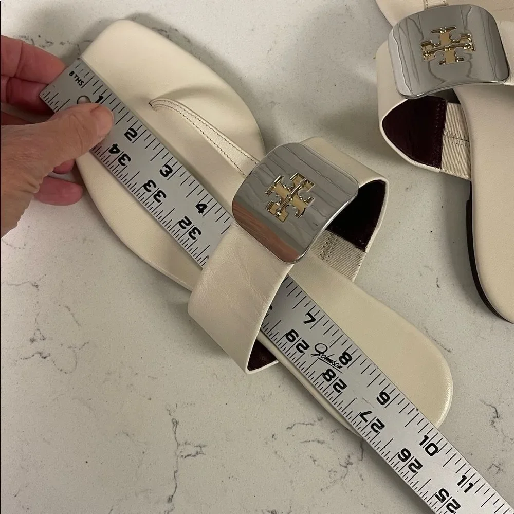Tory Burch Georgia Thong Sandal (Women) Light Cream Size 8 Flip Flop
