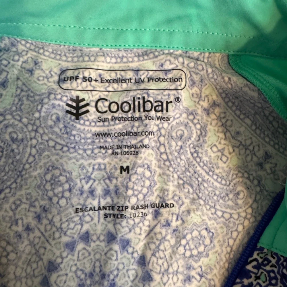Coolibar Womens UV Protection Rash Guard Quarter Zip‎ SZ M