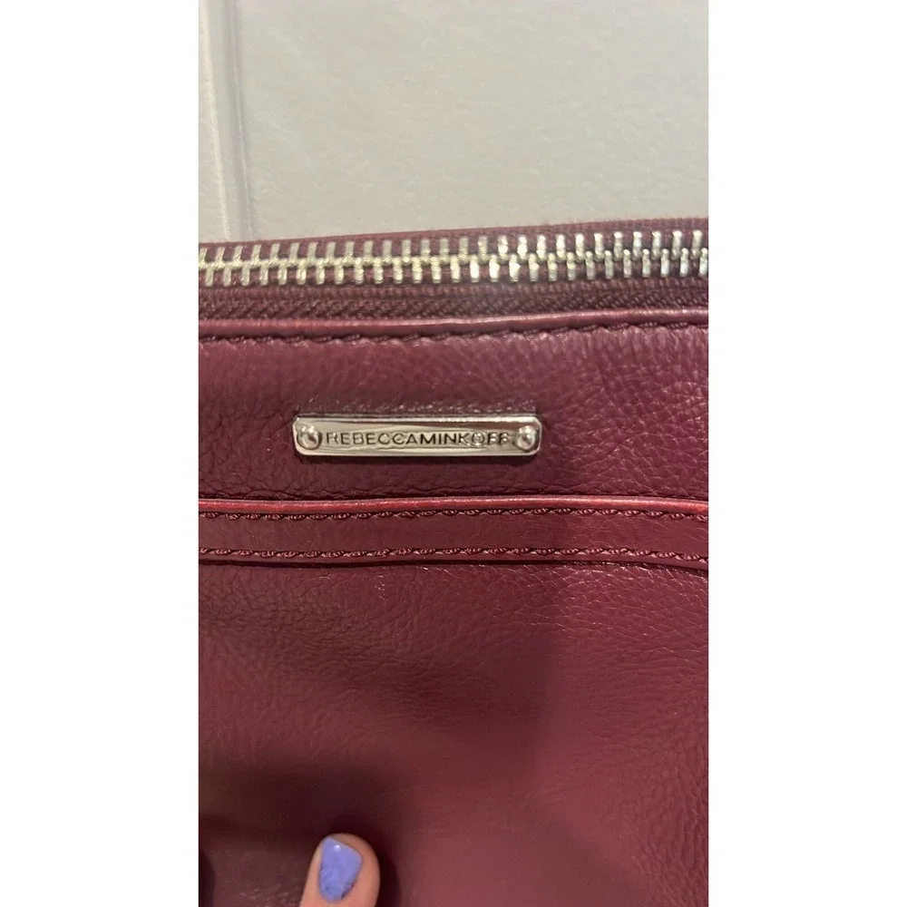 Rebecca Minkoff Crossbody Purse Leather Silver‎ Hardware Burgundy Color Bag