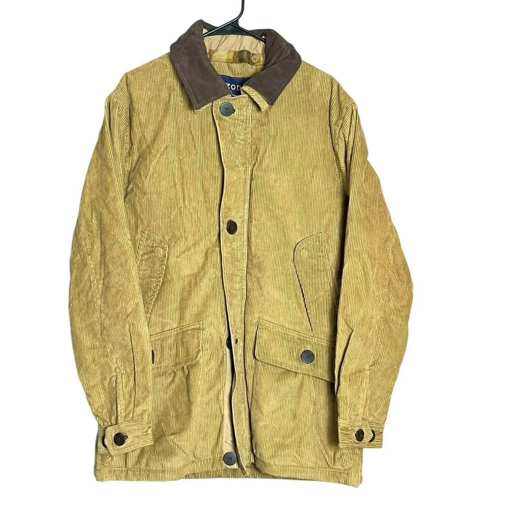 Vintage Corduroy Chore Barn Jacket‎ Mens Plaid Lined Heavyweight Denim Med IZOD