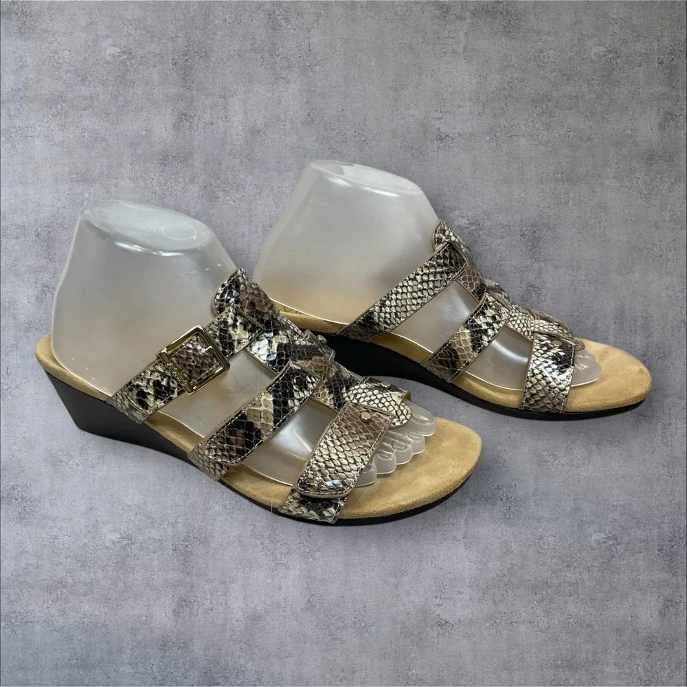 Vionic Radia Wedge Strappy Sandal Slide Shoes Womens 9‎   Snake Print Comfort