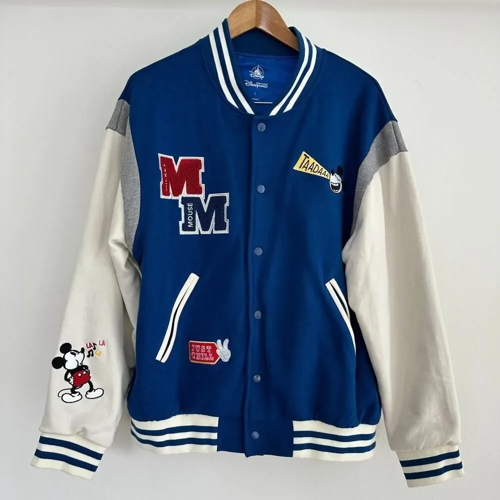 Disney Varsity Jacket Mens Large Bomber Letterman Mickey Mouse‎ Patch Hong Kong