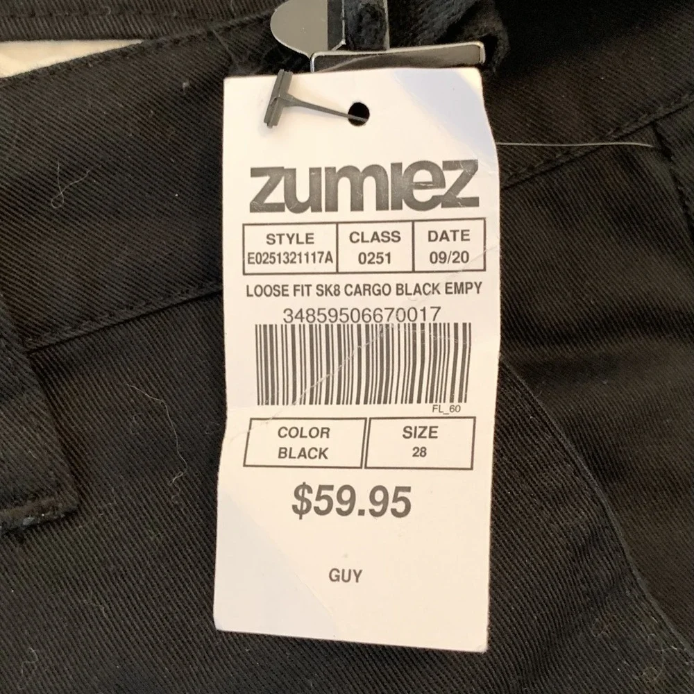 Empyre Cargo Pants Mens 28x30 Black Empyre Stax Loose Fit Adj. Waist Sk8 Street‎