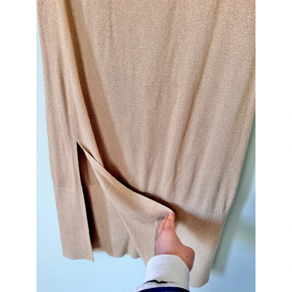Banana‎ Republic Shine Knit Midi Sweater Skirt XL Metallic Champagne Gold