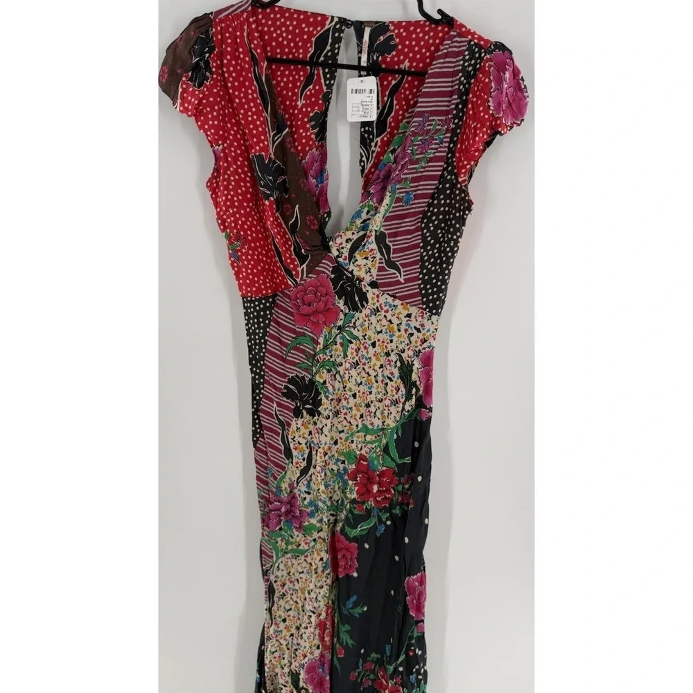 Free People Echo Chamber Maxi Dress Floral Size S Sundress Boho chic Patchwork