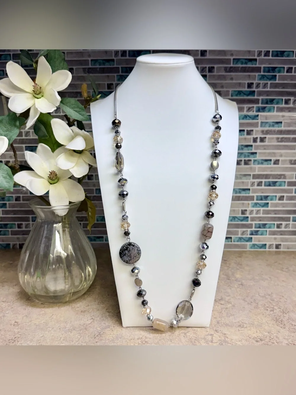 Beautiful A&A beaded Opera length necklace