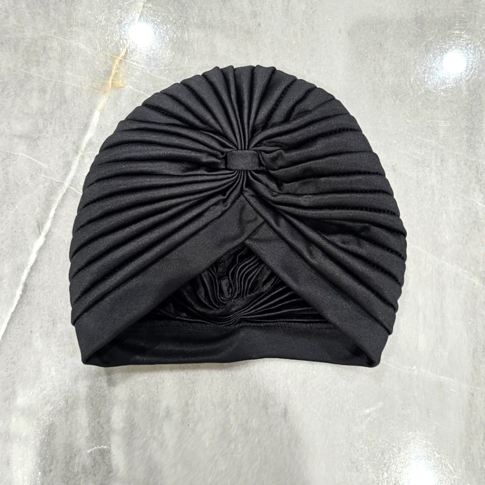 NWT Black Pleated Stretch Turban Hat‎ Beanie