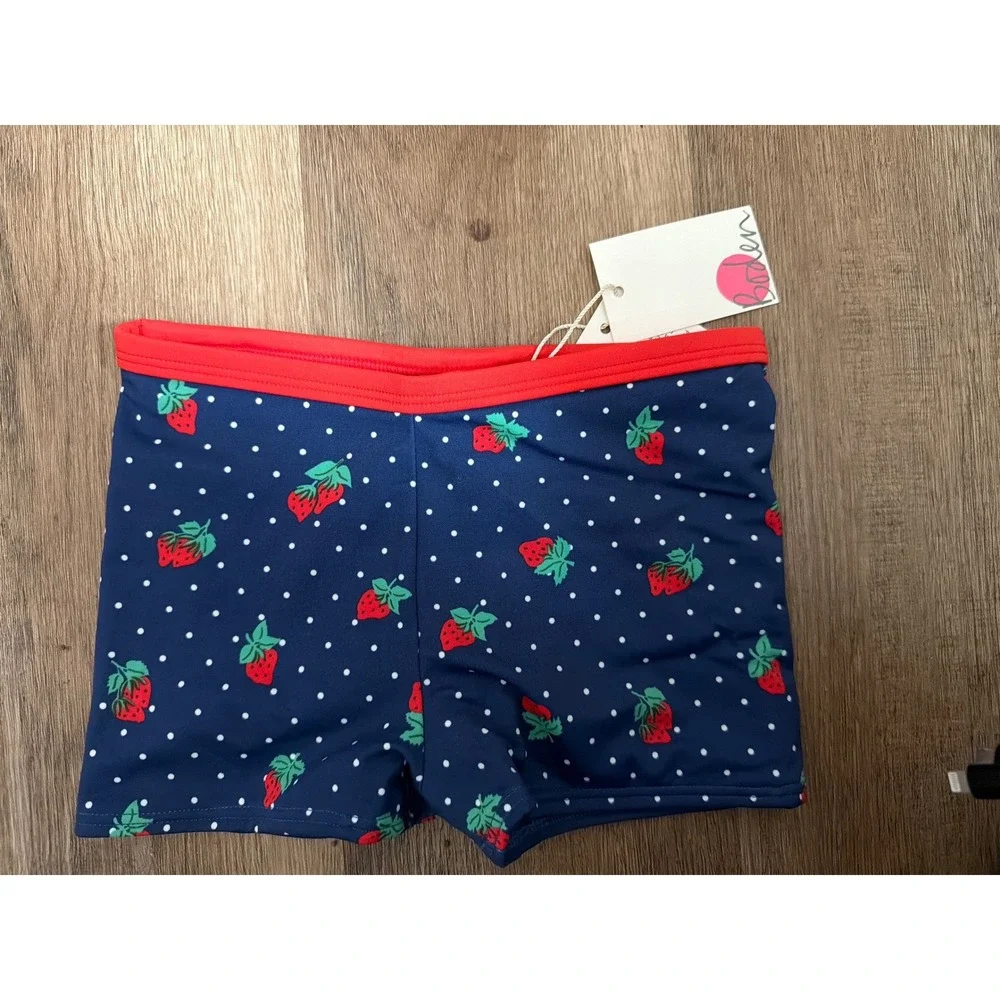 Boden Girls Floral One‎ Piece Swimsuit Red Blue Multi Color 4-5Y 110cm NWT