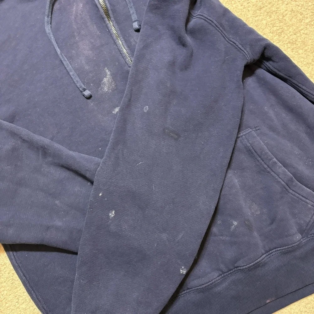 Polo Ralph Lauren Hoodie Sweatshirt Mens Medium Blue Varsity‎ P Logo 1/4 Zip