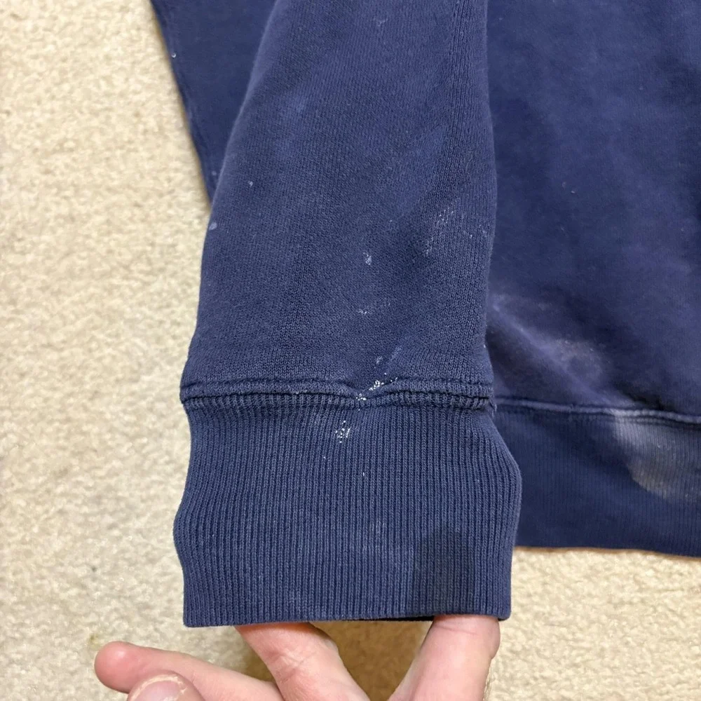 Polo Ralph Lauren Hoodie Sweatshirt Mens Medium Blue Varsity‎ P Logo 1/4 Zip