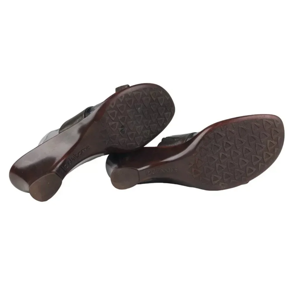 Liz Claiborne Tricia Womens Brown Slip On Leather Wedge Slide Sandal Size‎ 8M