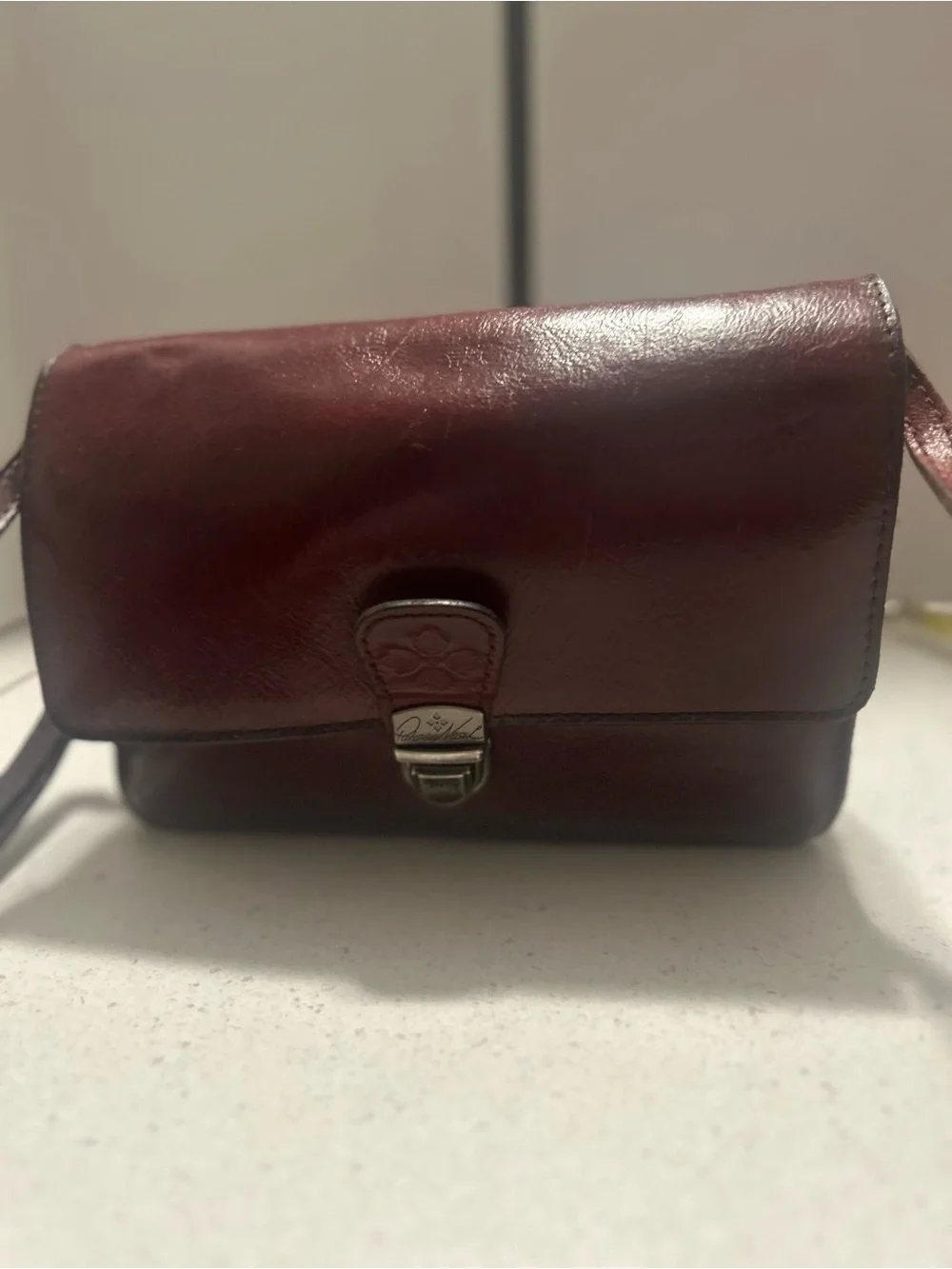Patricia Nash Crossbody/Wristlet Bag in Dark Burgundy
