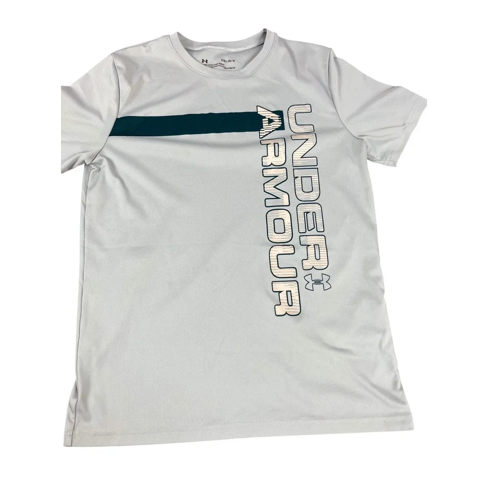 Under Armour Boys HeatGear Loose Fit Short Sleeve Graphic T-Shirt Gray YLG Large