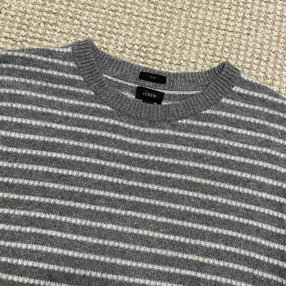 J.Crew Men/Women Striped Preppy Old Money Gray Merino Wool Blend Size M