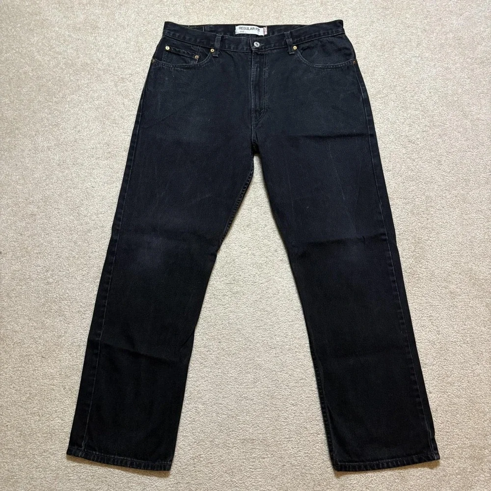 Vtg Levis 505 Jeans Mens 38x31 Black Regular Fit Straight Leg Denim Pants Casual