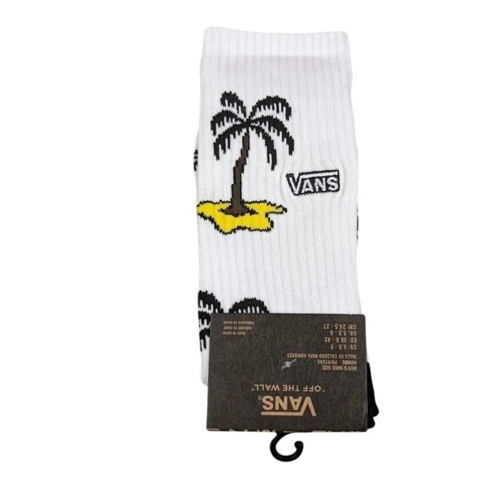 Vans Crew Socks Mens Large 9-11 White Tropical Palm Trees Beach‎ Skateboard NWT