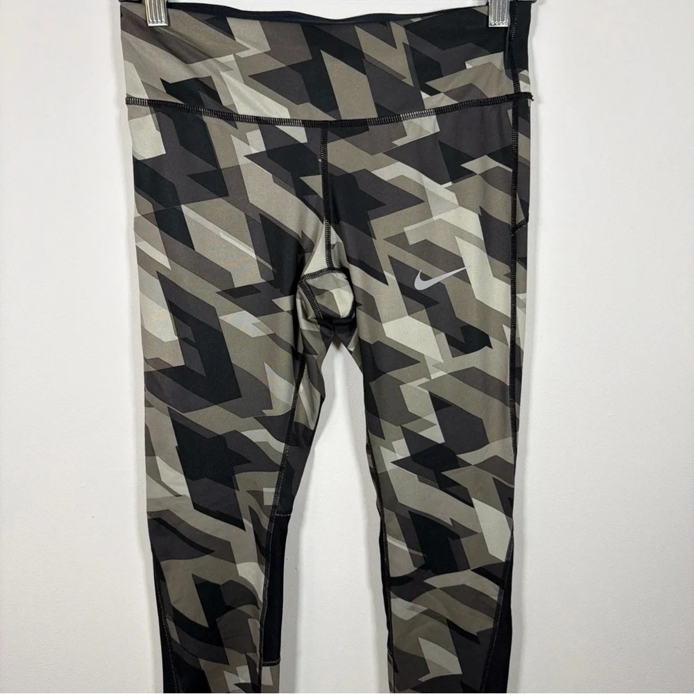 Nike Power Racer Geometric Gray Black Leggings Running‎ Yoga Dri Fit