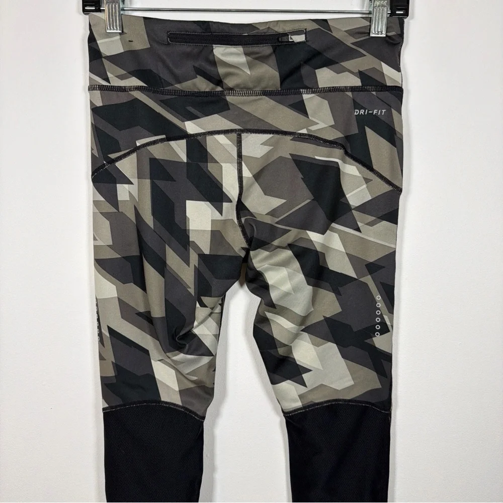 Nike Power Racer Geometric Gray Black Leggings Running‎ Yoga Dri Fit