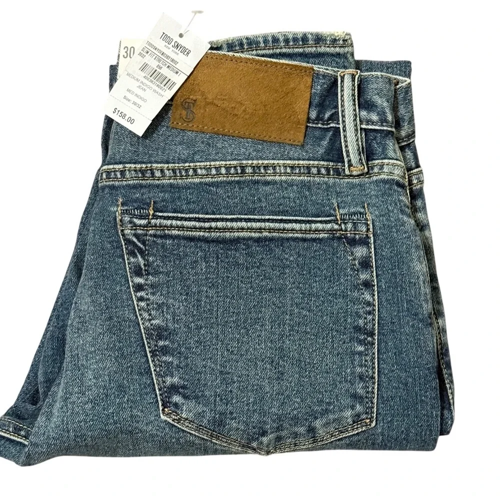 Todd Snyder Mens 30x32 Skinny‎ Fit Stretch Jeans Medium Indigo Wash