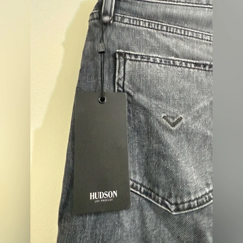 Hudson Jeans Men’s Blackened Gray Straight Ripped Jeans