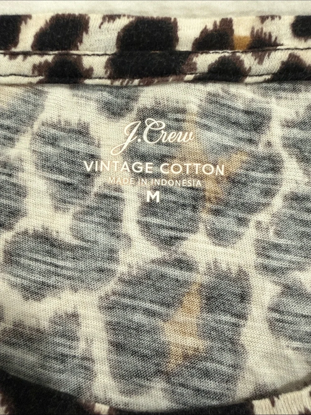 J. Crew Leopard Print Short Sleeve Tee - Black, Brown & Cream