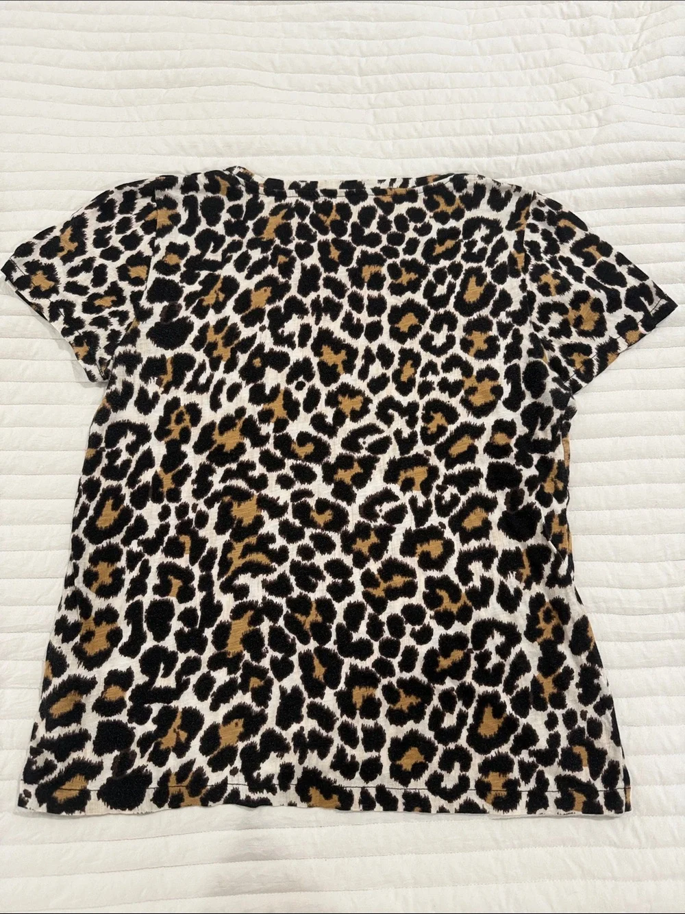 J. Crew Leopard Print Short Sleeve Tee - Black, Brown & Cream