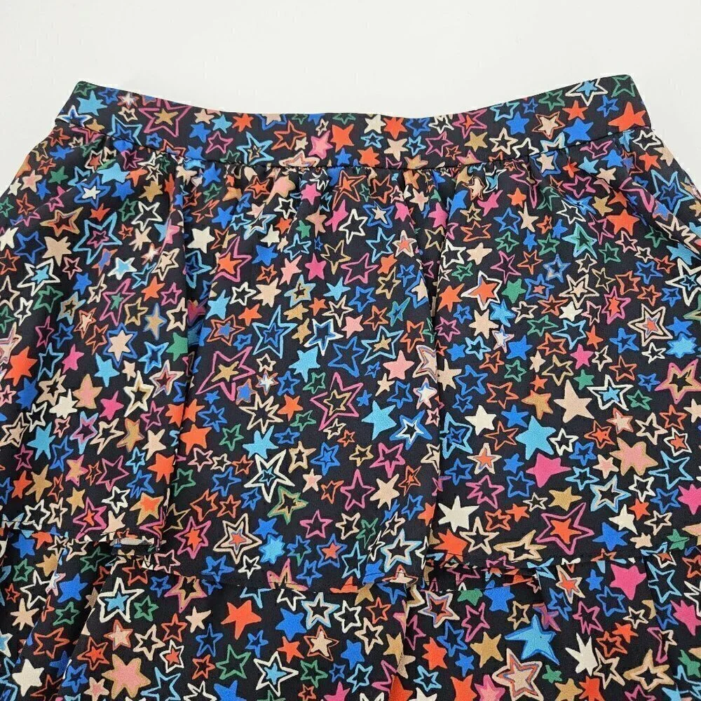 J. Crew Tiered Skirt In Kaleidoscope Star Print Women's 0 Mini Boho Festival