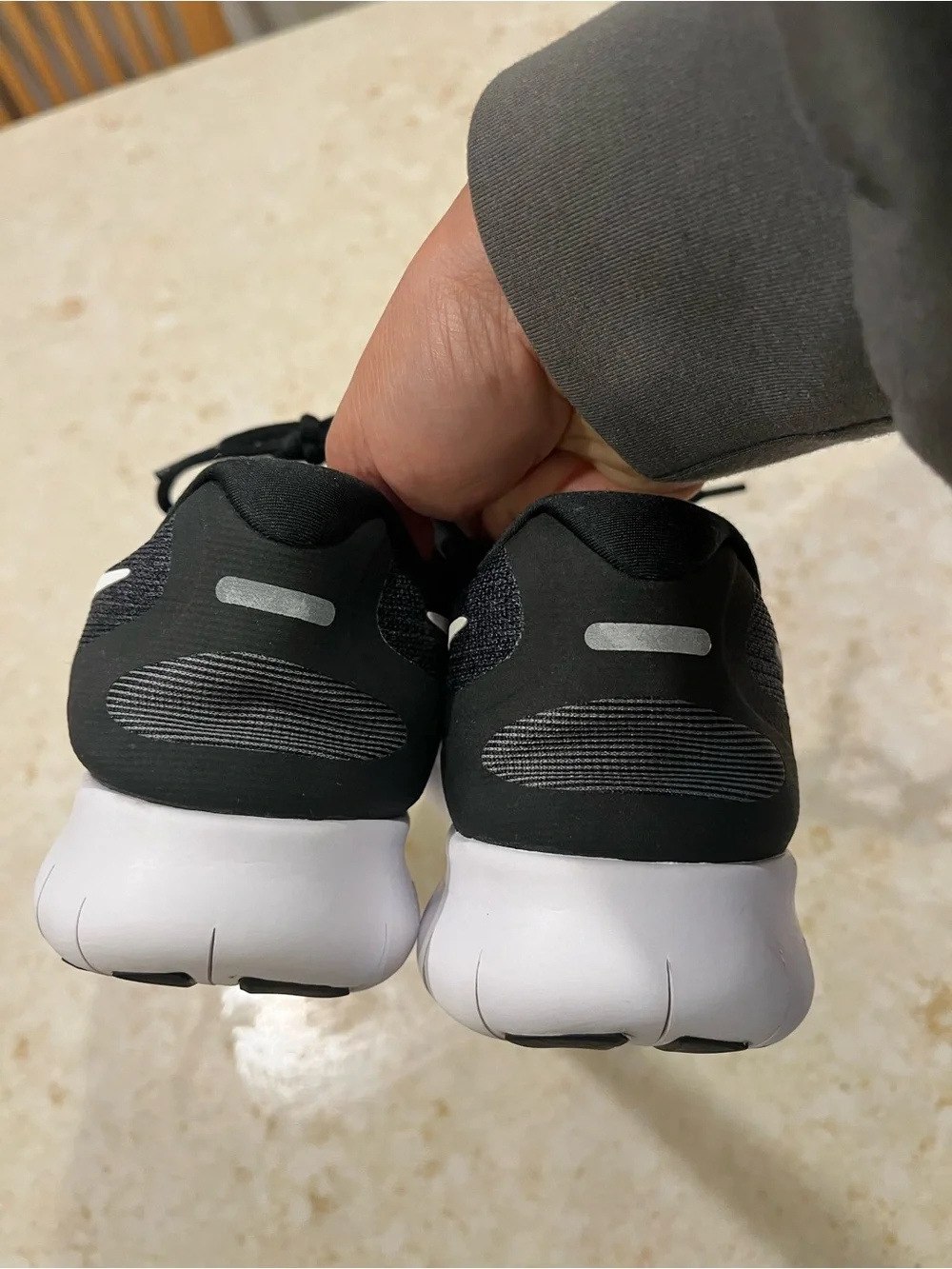 Nike  free women Black/White Running Shoes with White Swoosh.