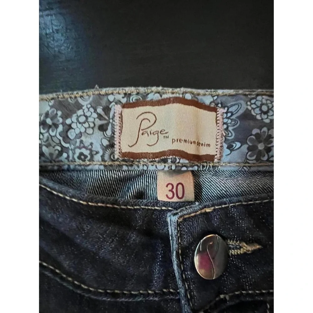 Paige Canyon Crop Jeans Dark Wash Blue Low‎ Rise Bootcut Size 30