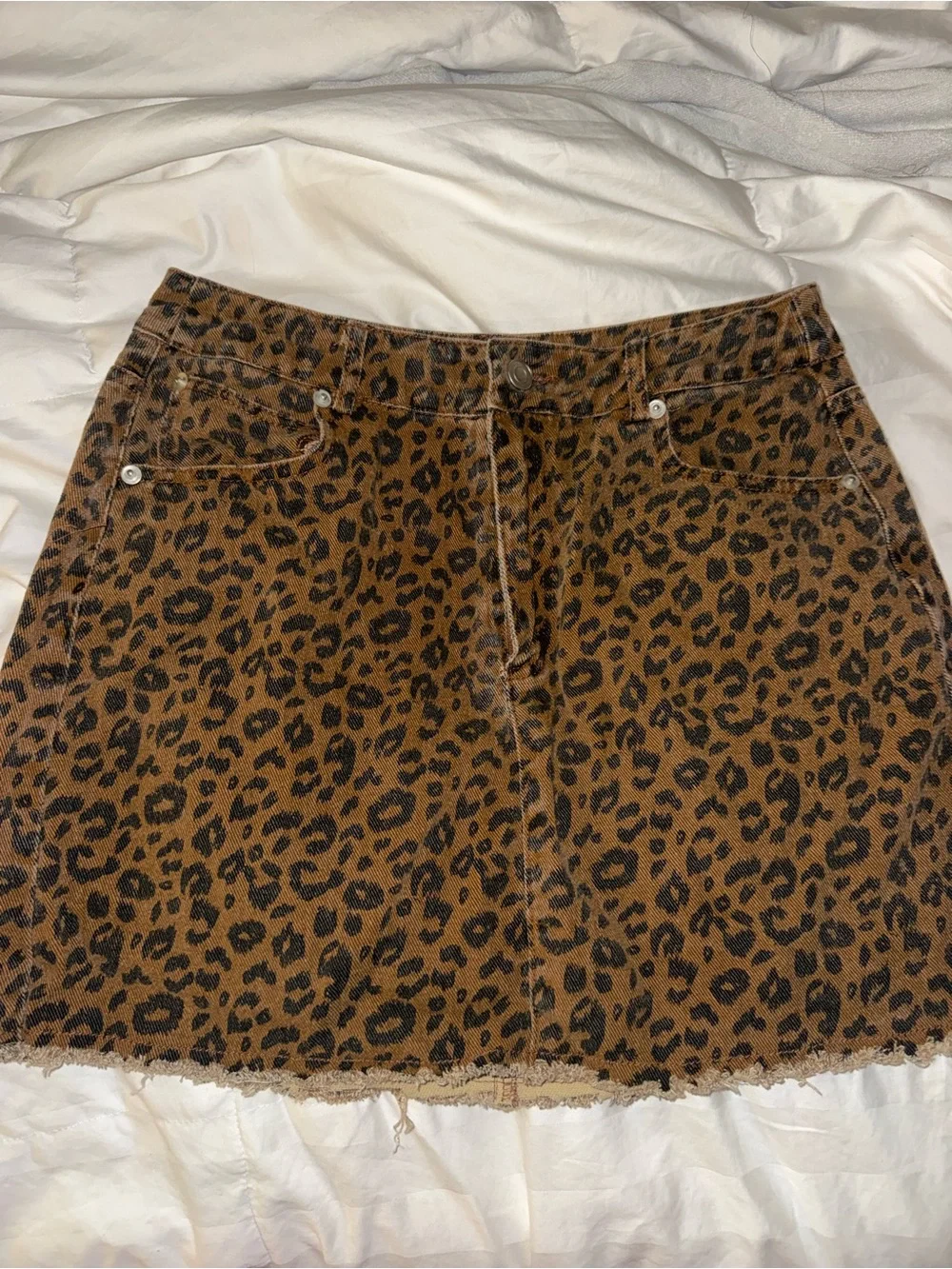Cotton Candy Leopard Print Mini Skirt in Brown and Black