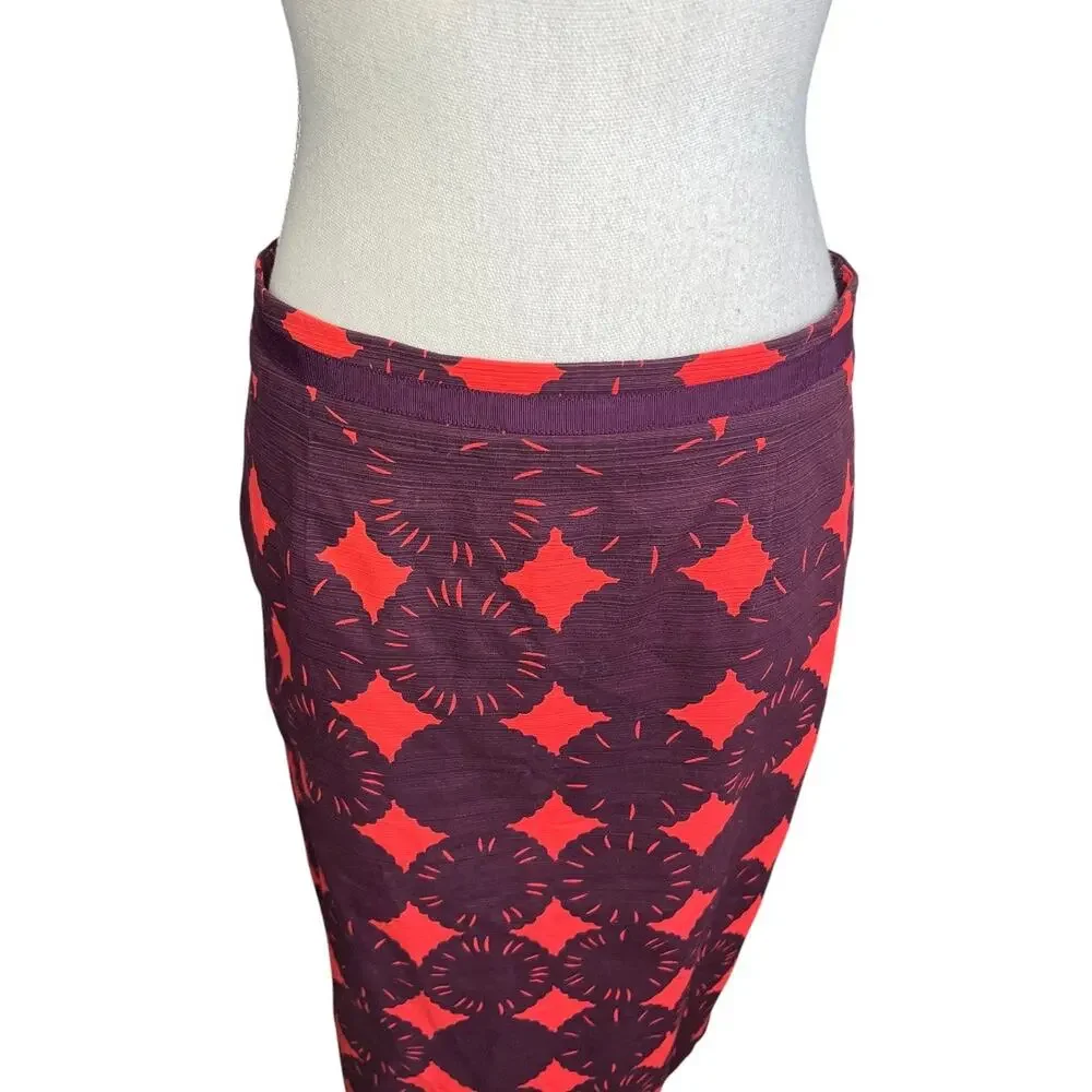 BODEN Red & wine Geometric flower Pencil Skirt professional preppy size 8L