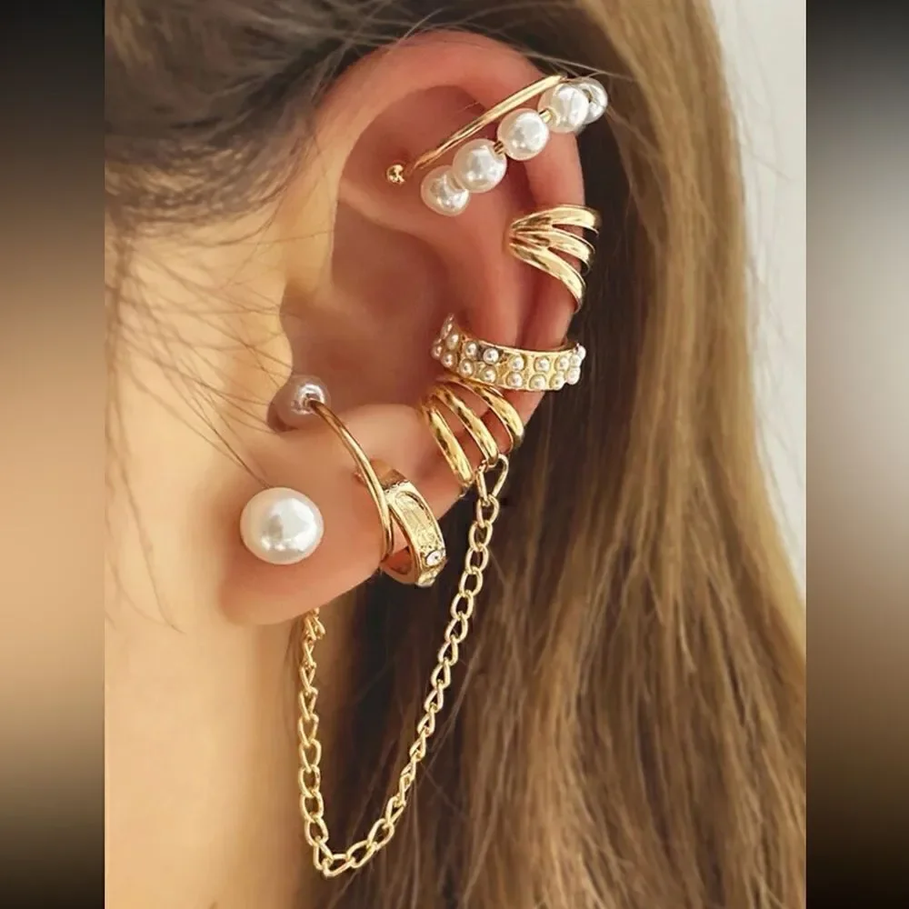 Pearl cuff earrings N598