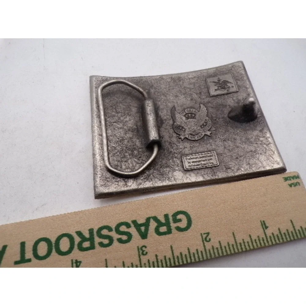 Vintage Budweiser Anheuser Busch Belt Buckle Silver Pewter Tone Lager Beer Label
