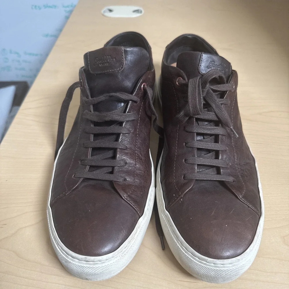 GOOD MAN BRAND Shoes Men's 14 Brown Italian Leather Edge‎ Court Sneakers $228