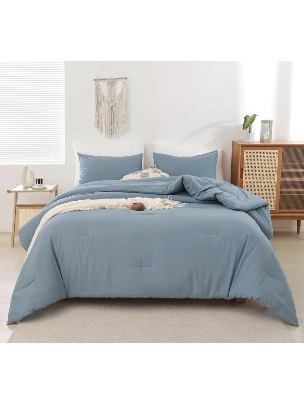 Cloud Soft Dusty Blue California King Comforter Set- 3 Pieces All Season Bedding