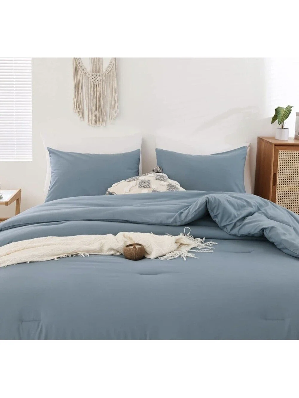 Cloud Soft Dusty Blue California King Comforter Set- 3 Pieces All Season Bedding