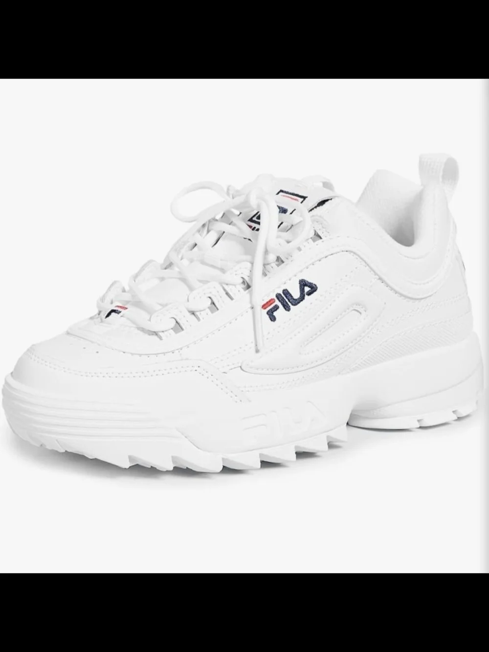Fila White Sneakers with Navy & Red Logo, Size 3 Girls NEW