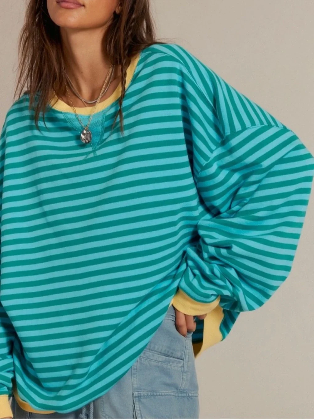 Free People We The Free | Classic Striped Oversized Crewneck | XS