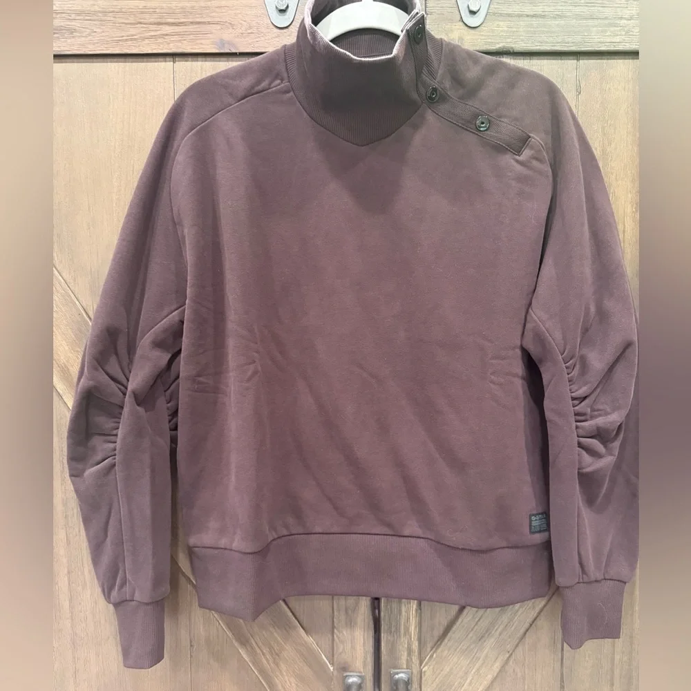 G-Star‎ Women's Asymmetric Button Mock Neck Sweater Fits Sm-Med