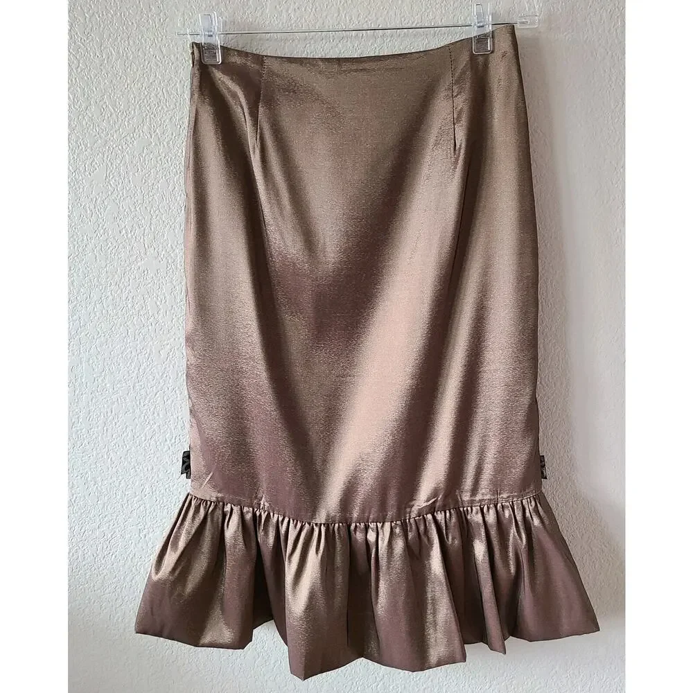 Vintage Y2K Rossi Roma Sequin Silk Skirt SZ Small Embellished‎ Party Trumpet