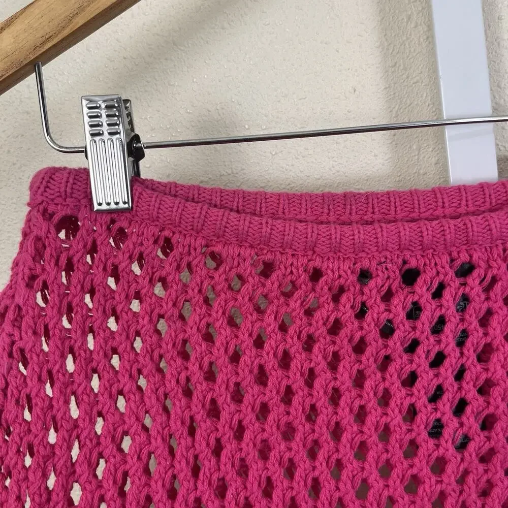 Urban Outfitters Ecote Kierra Sheer Crochet Mini Skirt Pink S Small