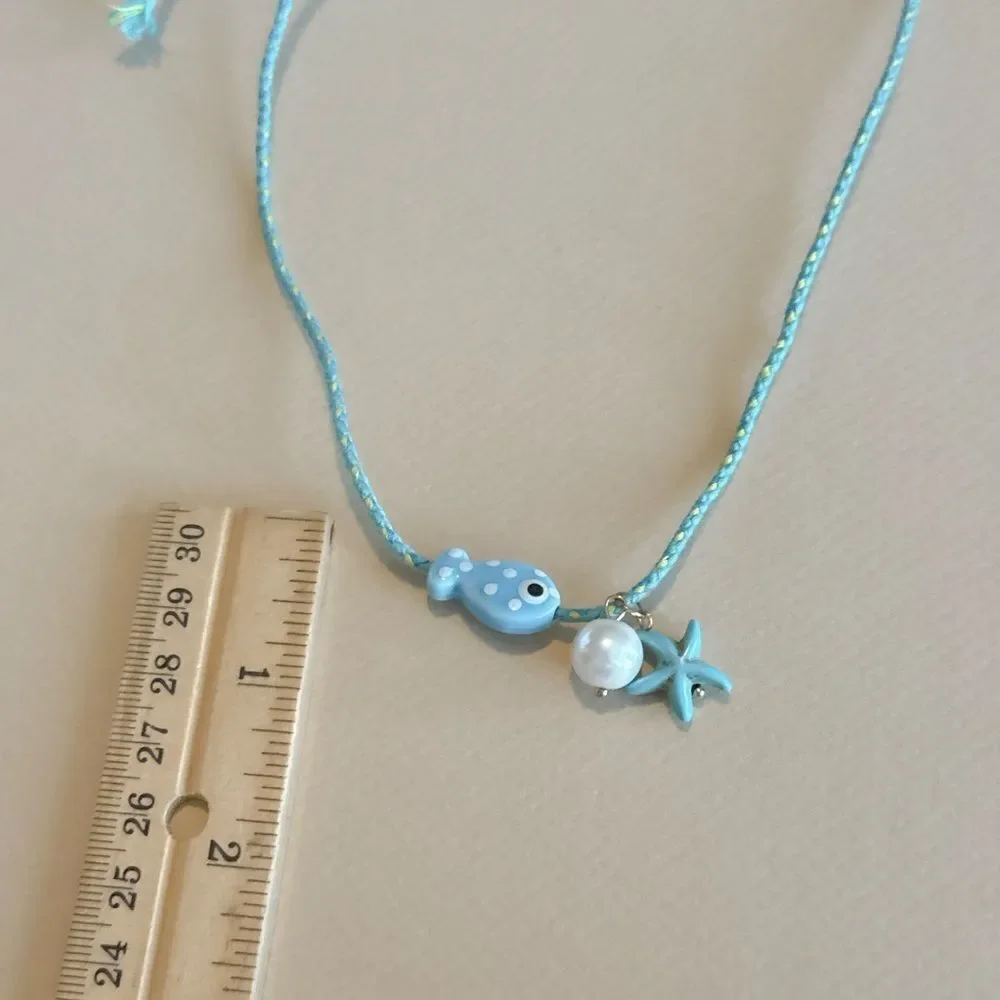 Blue Fish Charm Necklace S857