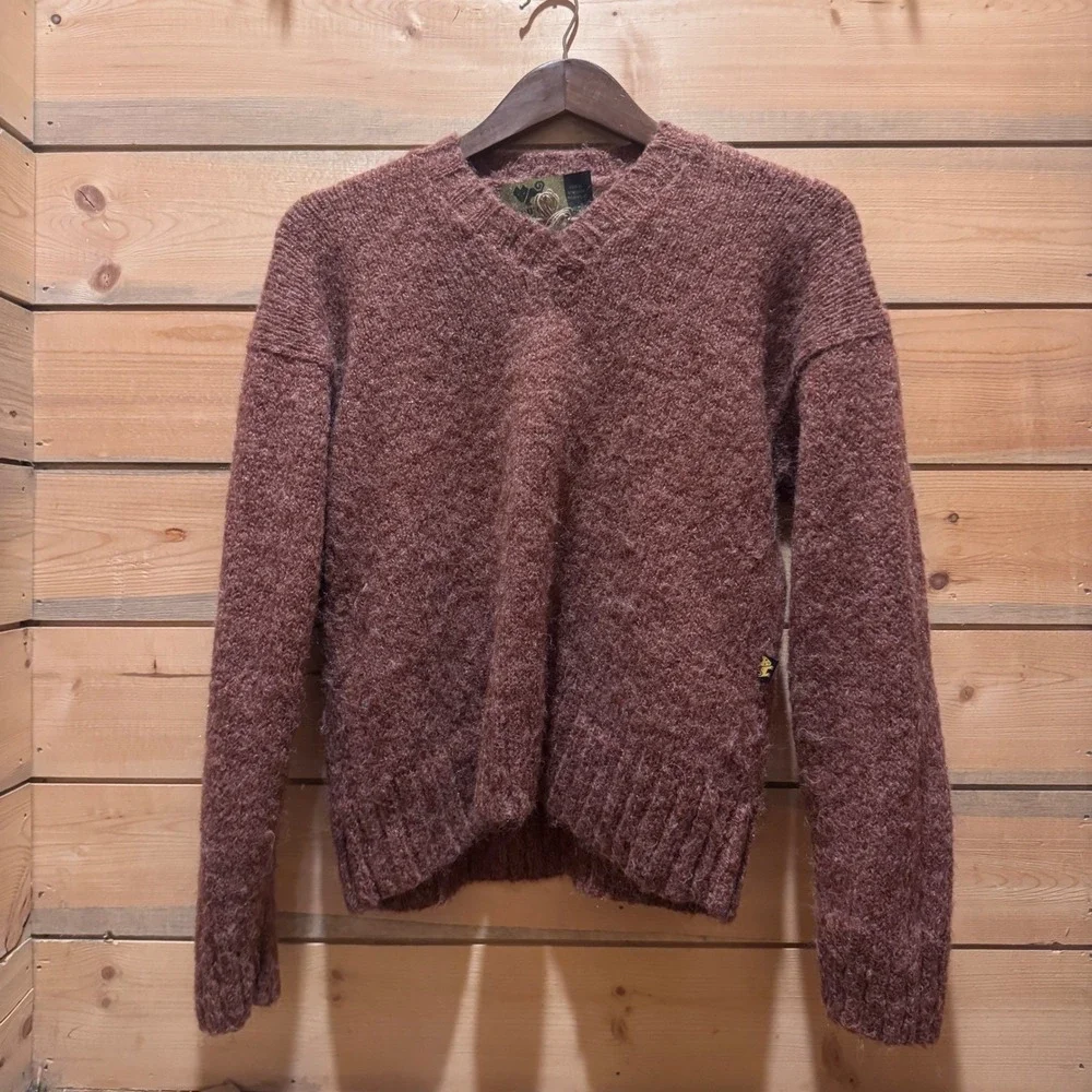 Vintage Peruvian Trading Mauve‎ Knit Sweater & Fringe Skirt Boho Hippie Festival