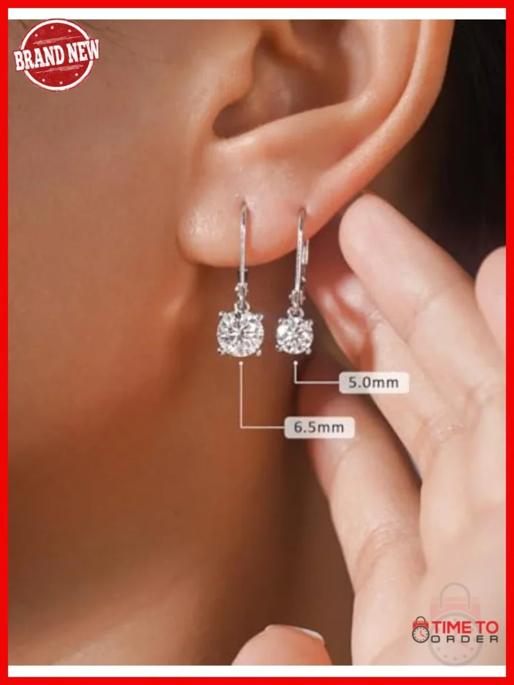 Moissanite Leverback Drop Earrings 925 Sterling Silver 18K White Gold Plated
