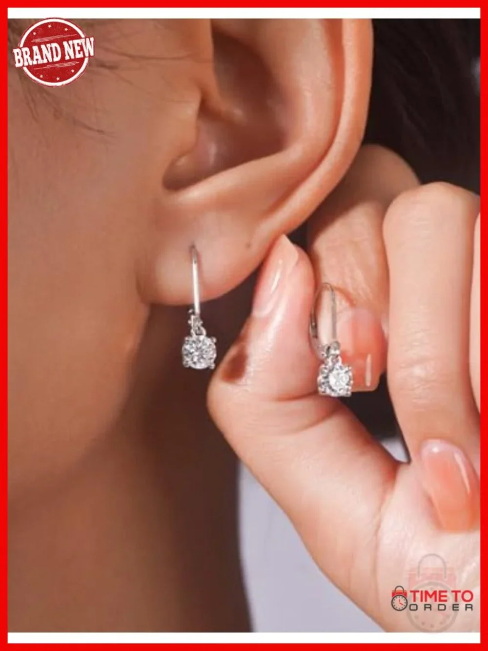 Moissanite Leverback Drop Earrings 925 Sterling Silver 18K White Gold Plated