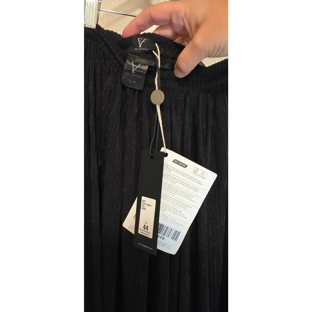 Feleppa Italy Black HighSlit Maxi Skirt NWT Size IT44 US 8